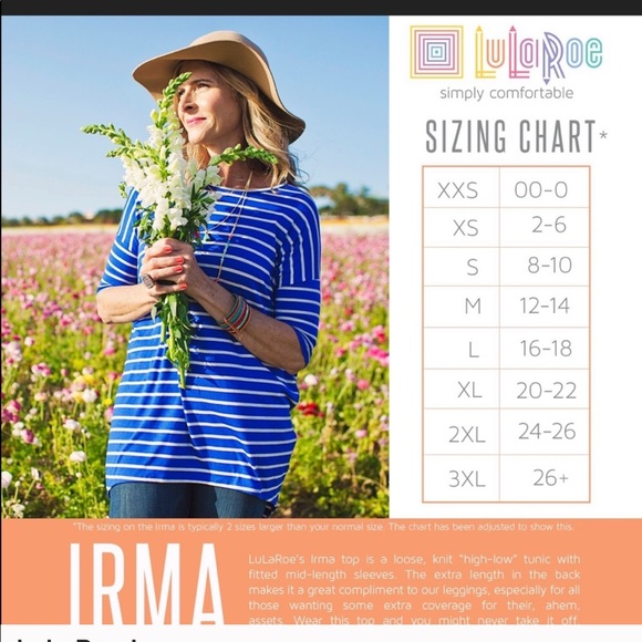 LuLaRoe Printed Blue Irma XS - Picture 7 of 7